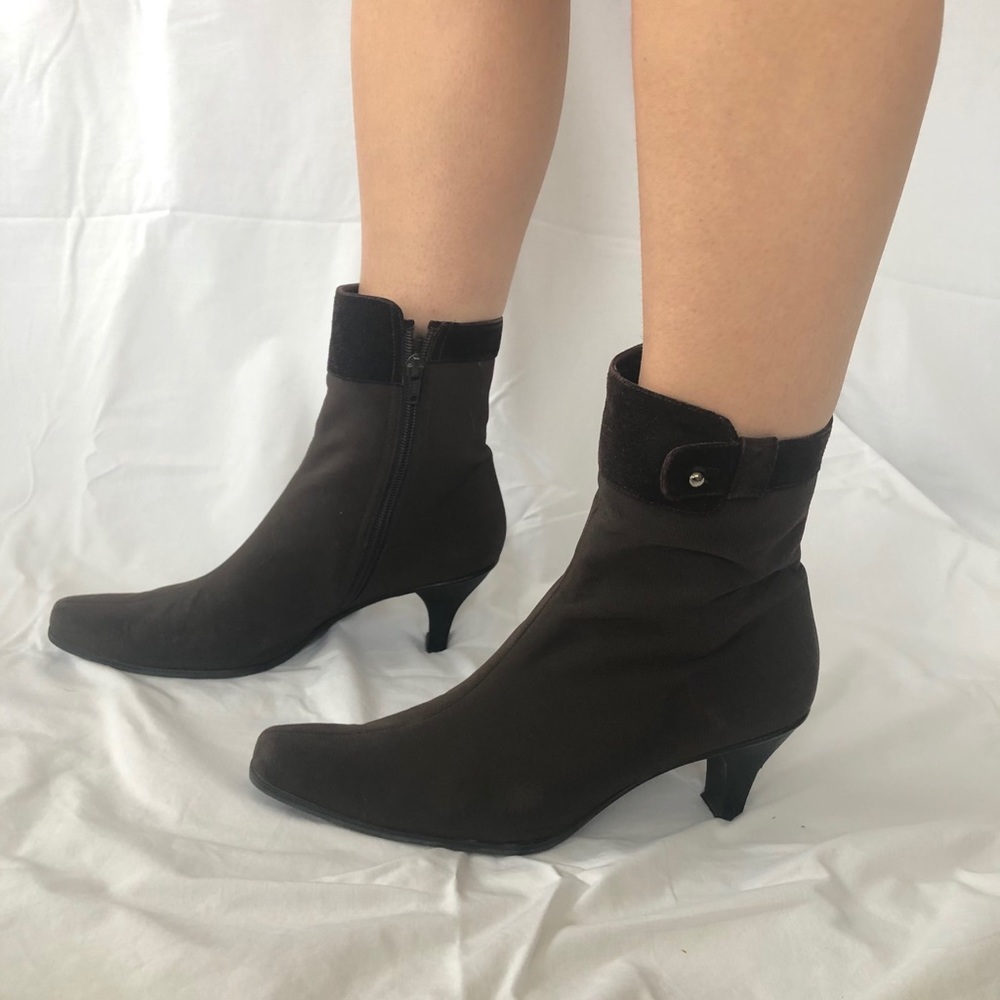 STUART WEITZMAN CORTEX SUEDE TRIM BOOTS BROWN